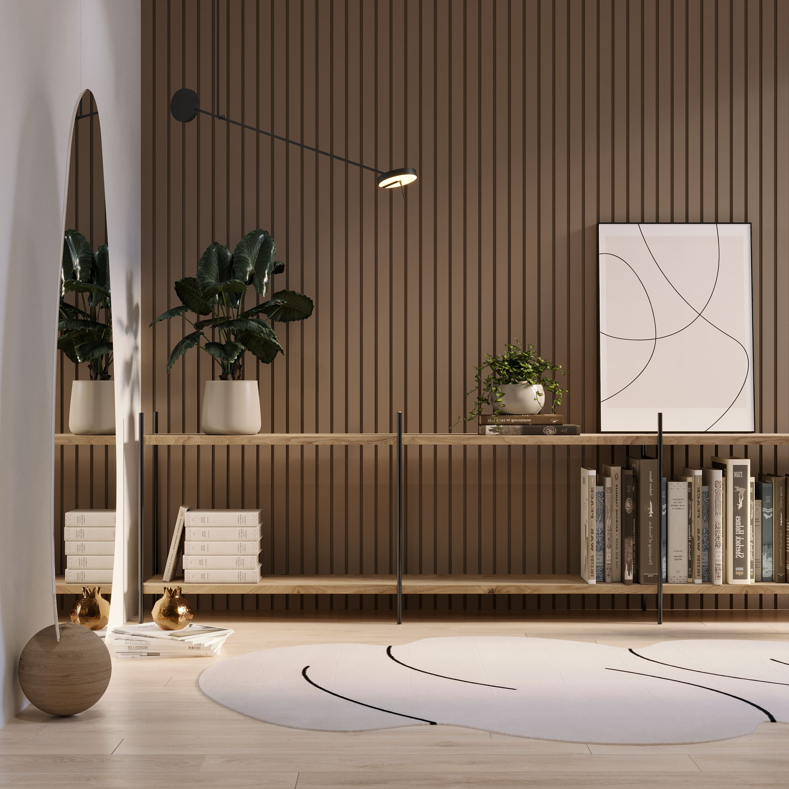 Modern Wood Feature Wall Panel Seamless Timber Golden Oak Cladding ...
